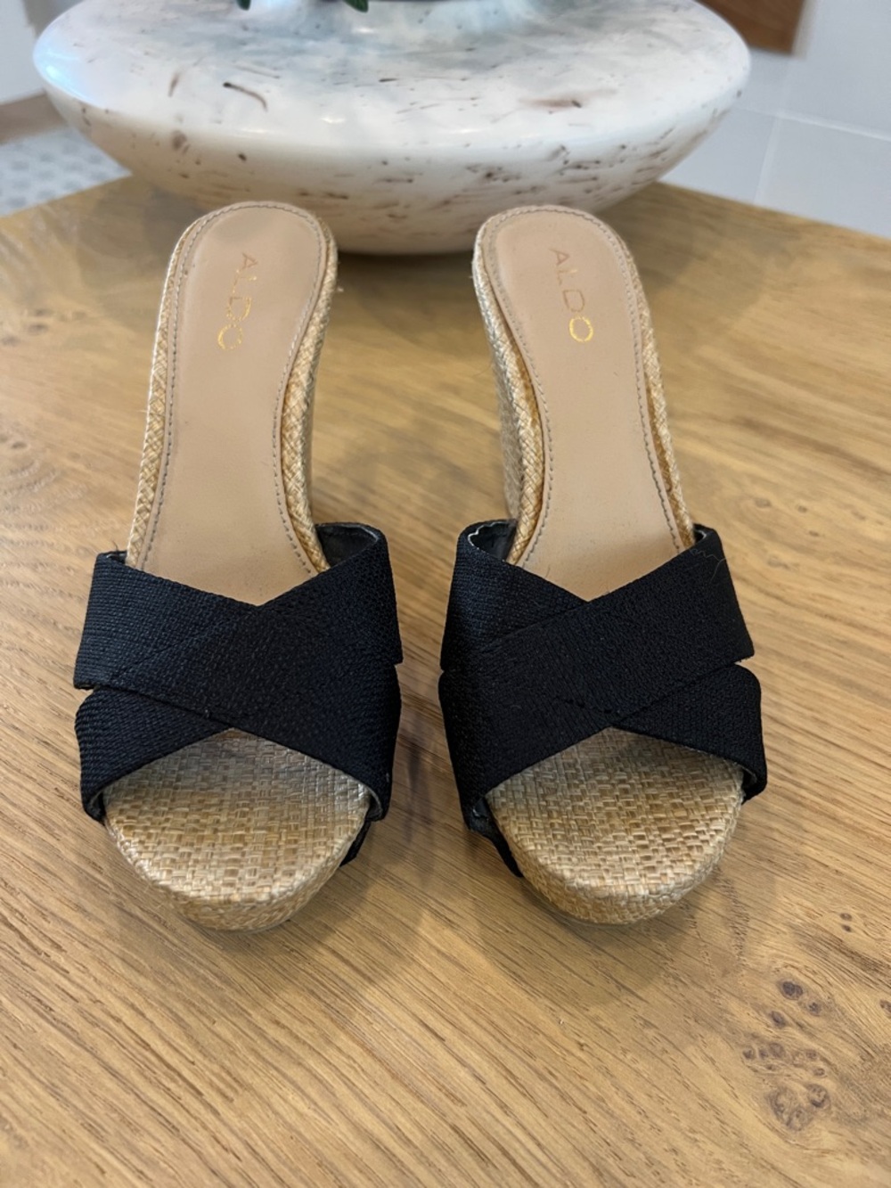 ALDO Black Crisscross Espadrille Wedge sandals